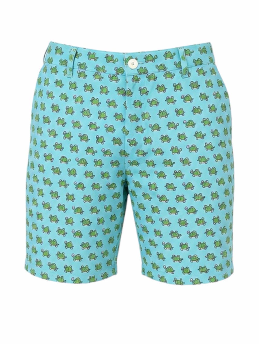 Men's Light Blue Printed Flat Front Shorts